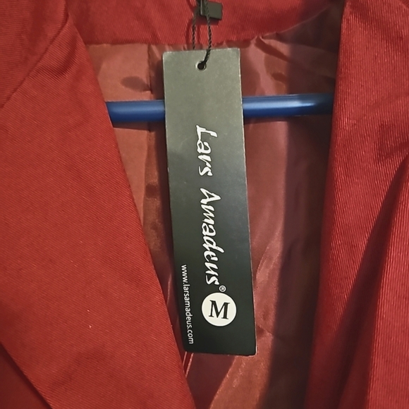 Lars Amadeus NWT sz.M mens maroon blazer sport coat - Picture 4 of 5